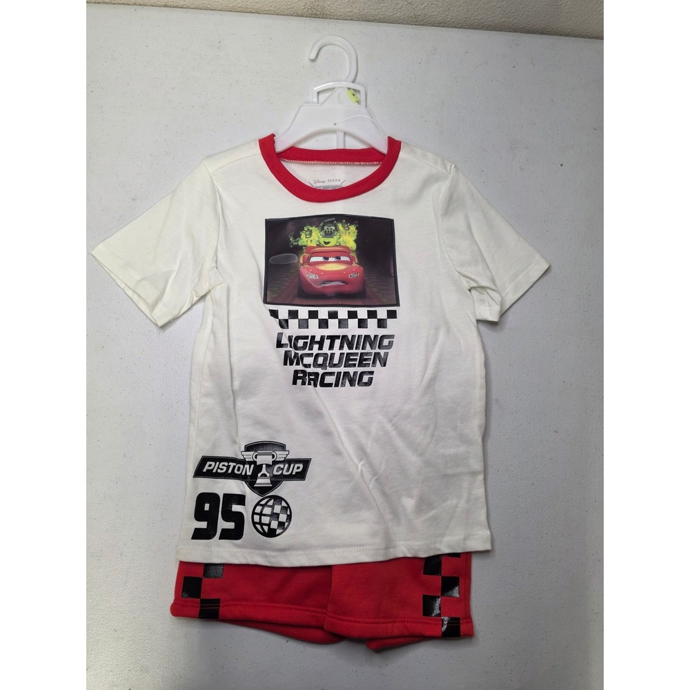 Disney Pixar Cars Lightning McQueen Racing T-Shirt and Shorts Set Kids Size 4